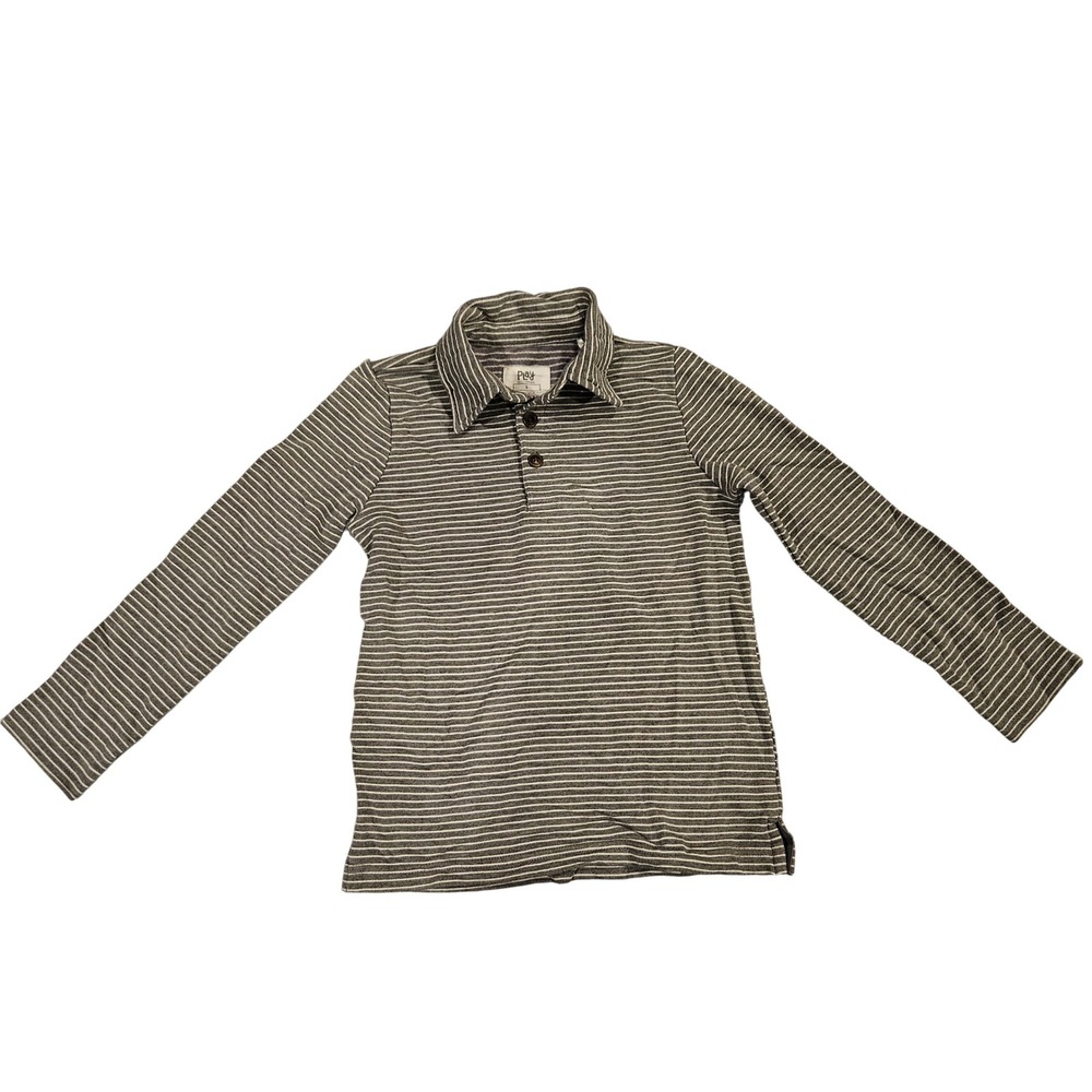 Little Sleepies PLAY LINE Boys‎ kids Long Sleeve Striped Polo Shirt Size 5 Grey
